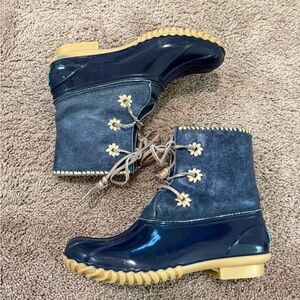 Jack Rogers Chloe Metallic Blue Duck Boot - Rain Boot- 6M